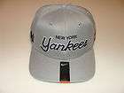 New York Yankees Nike Cap Hat Baseball Grey Snapback Hat One Size Fit 
