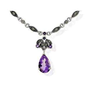  Silver Amethyst & Marcasite Necklace Jewelry