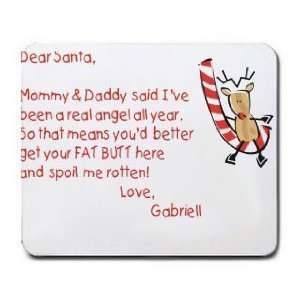  Dear Santa Letter Spoil Gabriell Rotten Mousepad Office 