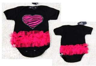 PIECE OF BABY GIRL ZEBRA PRINT HEART EMBROIDERED TUTU ONE PIECE WITH 