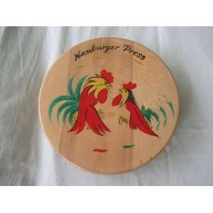  Vintage Ucagco Wooden Rooster Chicken Hamburger Press 7 x 