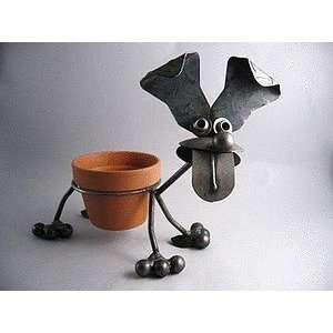   yardbirds animal metal art dog pot holder   4 happy puppy Yardbirds
