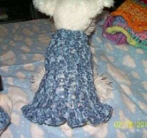 Dog Apparel BLUE DUSK Dress/Sweater w/RUFFLES XXS  