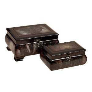 Set of 2 Wood Boxes Jewelry Collectibles 