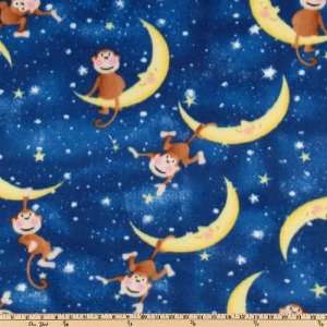  60 Wide Wonderama Fleece Monkeys on the Moon Navy Fabric 
