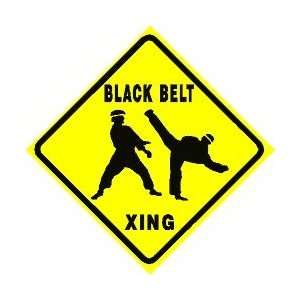    BLACK BELT CROSSING martial art karate sign