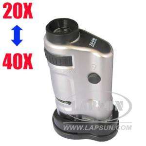 20X 40X Jeweller Gem Pocket Microscope Magnifier Loupe  