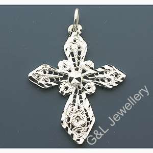 SOLID STERLING SILVER FANCY FILIGREE DESIGN CROSS  