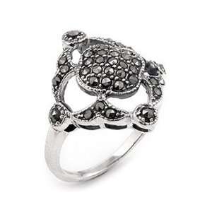  Elegant Marcasite Sterling Silver Ring, Size 6 Jewelry
