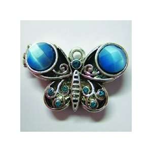 Jolees Boutique Locket Butterfly Silver Blue Zircon 