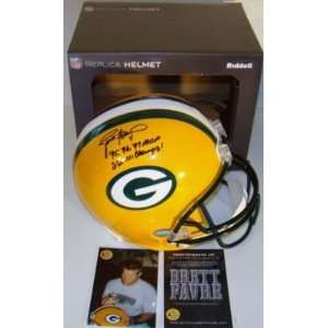 Brett Favre Signed Helmet   INSCRIPTIONS F S Packers   Autographed NFL 