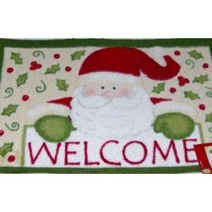 Holiday Welcome Door Mat Santa Claus Throw Accent Rug  