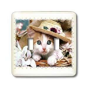 Florene Cat   Kitten In Hat Framed In Daisies   Light Switch Covers 