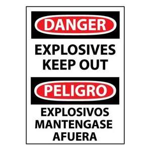 Bilingual Aluminum Sign   Danger Explosives Keep Out  