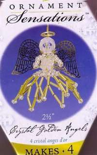 NEW ORNAMENT SENSATIONS CRYSTAL GOLDEN ANGELS SET OF 4  