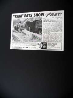 Ram Snow Plow Waukegan IL Street Dept Use 1958 print Ad  
