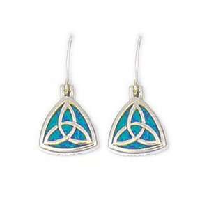   Blue Opal Trinity Knot Triangle Earrings Morningflower Opal Jewelry