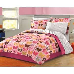   Girls Butterfly Wings Pink White Kid Bedding Comforter Set Home