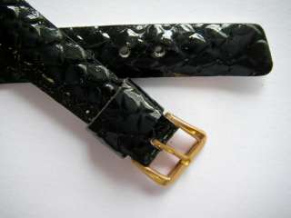 Delac black leather snake print 70s watch band 13 mm  