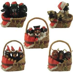 Club Pack Of 64 Assorted Puppy Dogs In Basket Christmas 