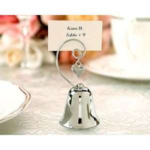  Wedding Bell Place Card/Photo Holder with Dangling Heart 