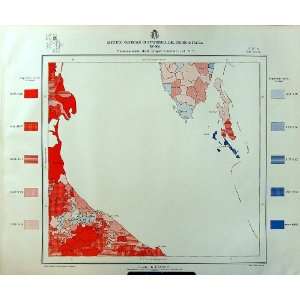  1933 Map Italy Statistics Volterra Land Ownership