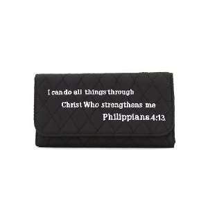   Bible Verse Wallet (Philippians 413)   Black/White 