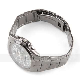 Fashion Casual Mens Business Sport Black Steel Band Quartz Wrist Watch 