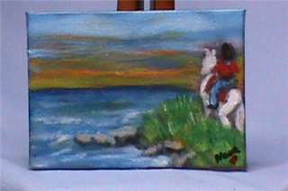 ACEO Original Art Canvas Painting Western Horse Cowboy  