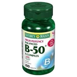 Vitamin B 50 B Complex Vitamin Supplement Tablets, By Natures Bounty 