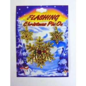  Christmas Flashing LED Snowflake Brooch & Earrings Case 
