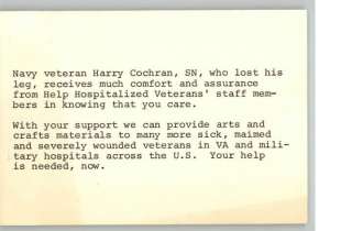 Postcard Wounded Navy Veteran Harry CochranHospital  