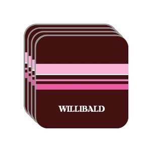 Personal Name Gift   WILLIBALD Set of 4 Mini Mousepad Coasters (pink 