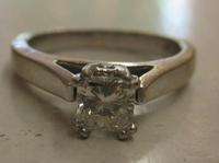 Estate .50 Princess Diamond Solitaire Ring 14k Platinum  