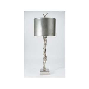  Twisted Silver Metal Table Lamp with Metal Shade