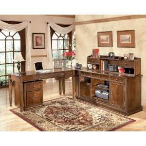  Large Leg Desk w/ Corner Table & Large Low Hutch (H527 