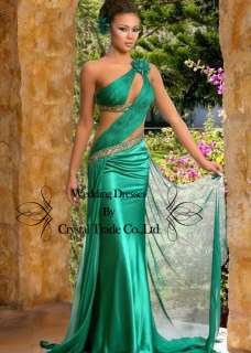 Green One Shouldder Prom Evening Dress Bridesmaid Gown Size 4,6,8,10 