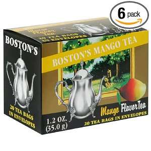 Boston Tea Mango Tea, 20 Count Boxes (Pack of 6)  Grocery 