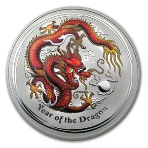  2012 1 Kilo Silver Australian Year of the Dragon Colorized 