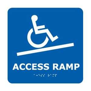 ADA12WBL   ADA, Braille, Access Ramp (w/Handicap Symbol), Blue, 8 X 8 