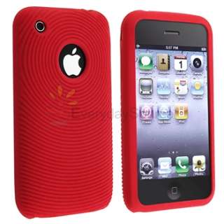 Red Soft Case Cover+Privacy Filter for iPhone 3 G 3GS  
