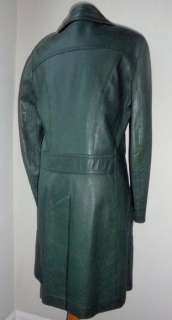 60s Vtg. Deluxe Green Leather Belt Back Princess Coat  