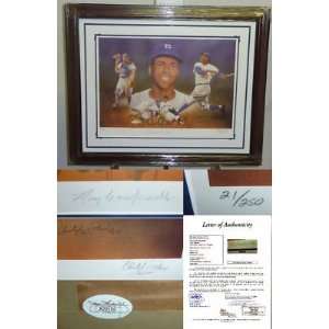  Roy Campanella Framed Signed Paluso 12x16 Art JSA LOA 