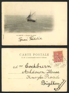 DIEPPE 1904 Old Postcard Fishing Boat   Barque de Peche  