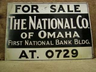 Vintage National Omaha Sign  Antique Old Bank Signs  
