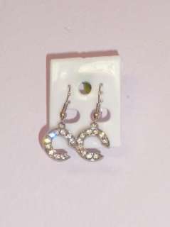 fashion jewelry cc rhinestone double letter c initial dangle earrings 