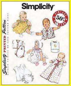 SIMPLICITY 3508 Vintage 50s Style BABY LAYETTE Clothing SEWING 