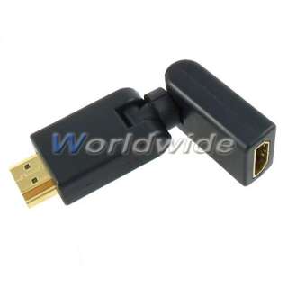 Gold HDMI Female to Male 360 degree rotation Plug Adapter Connector 