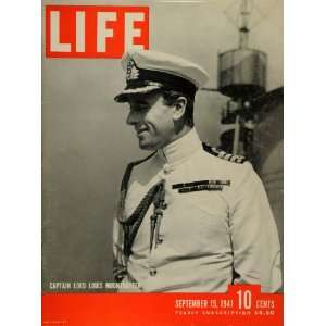  1941 Cover LIFE WWII Navy Military Captain Lord Louis 