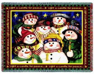 Art Tapestry Wall Hanging Christmas Snowman Candle NEW  